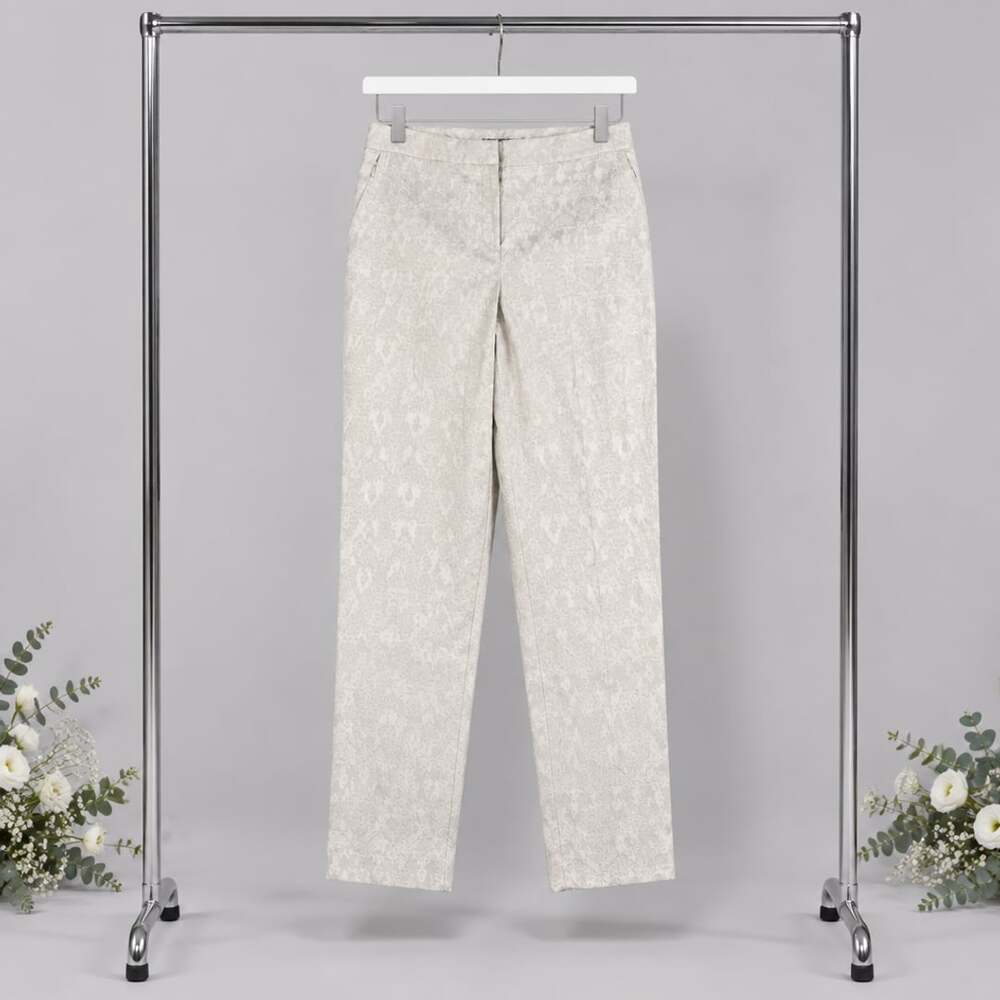 Lane Collection Jacquard Pants Size 20 Beige Floral Trousers